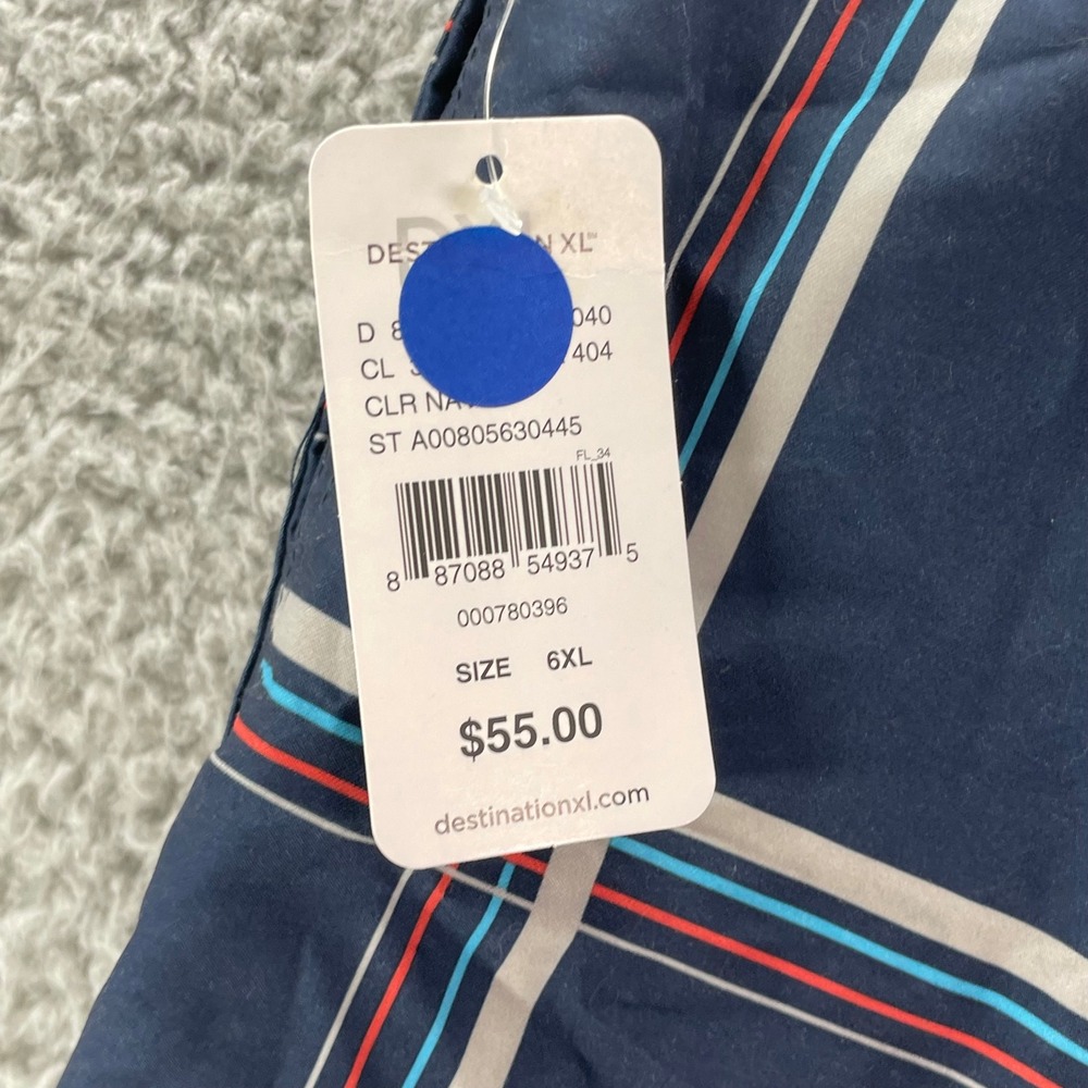 True Nation Board Short Women 6XL Navy Plaid Swim Trunks Cargo Pocket Big & Tall - Picture 9 of 11